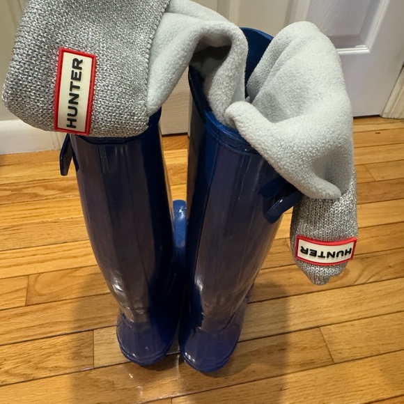 Hunter Glossy Royal Blue Tall Rain Boots - Picture 4 of 7